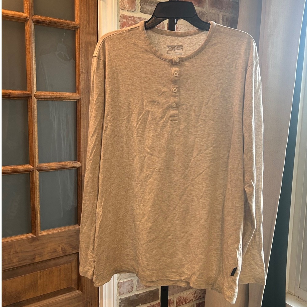 Patagonia Henley Shirt Women Oatmeal L/S Organic Cotton Casual Gorpcore L